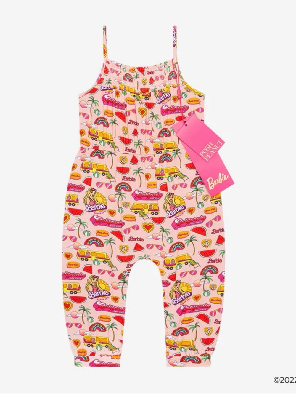 Posh Peanut x Barbie Malibu Barbie Romper Jumpsuit Size 12-18M HTF/RARE! Bamboo
